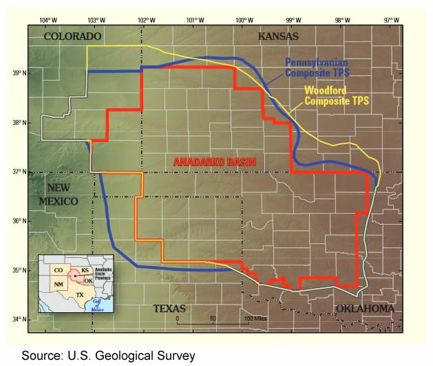 Anadarko Basin Map Courtesy of the USGS